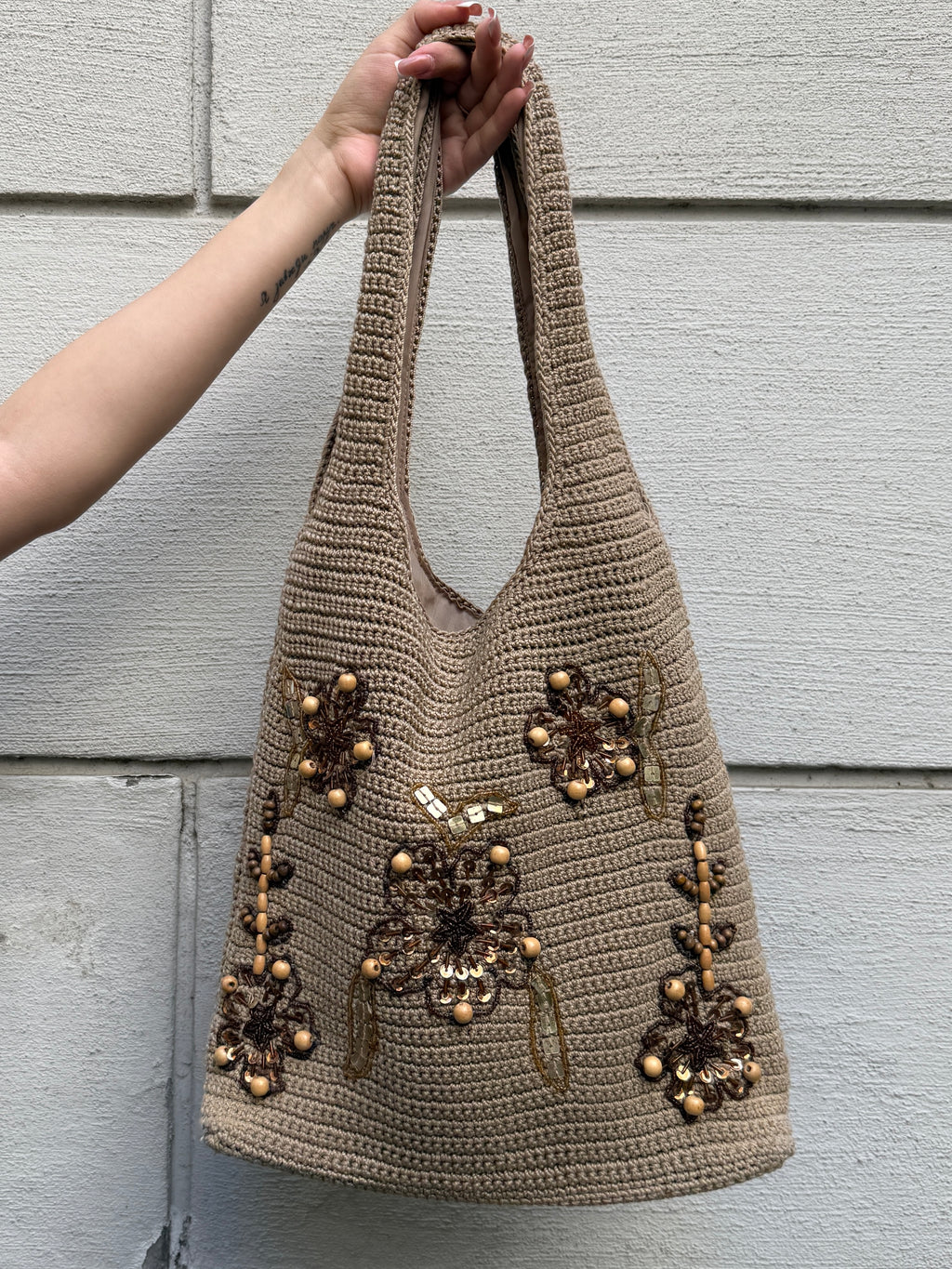 Vintage Y2K Crochet Beaded Bag