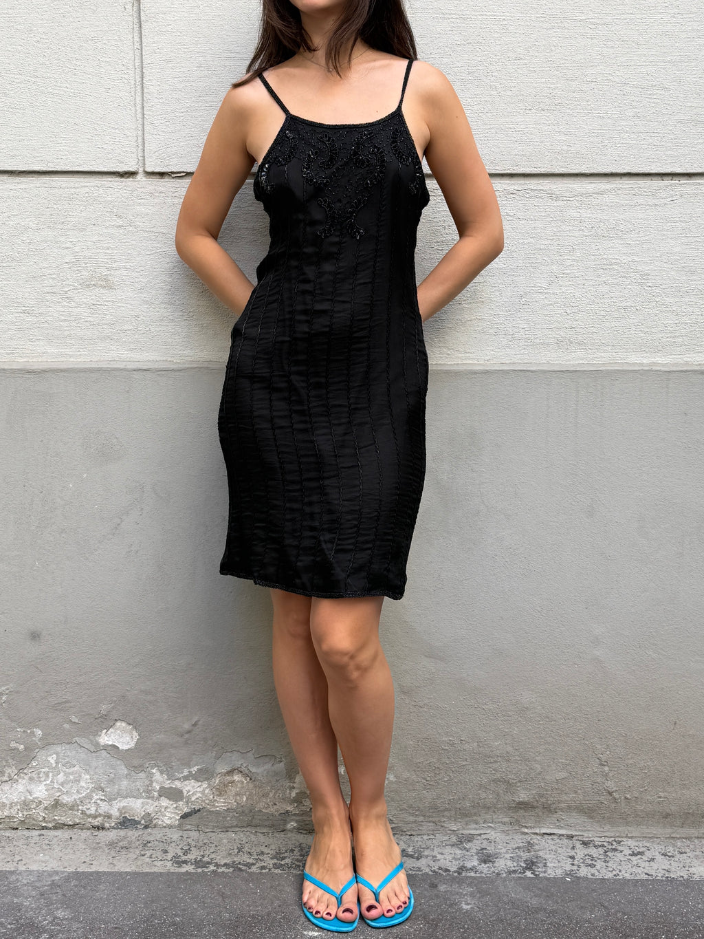 Vintage 100% Silk Beaded Sequin Dress M/L