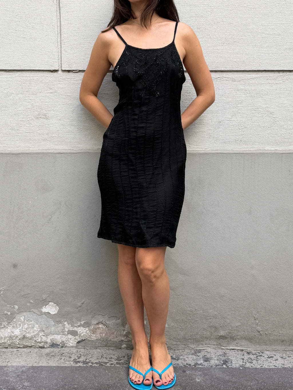 Vintage 100% Silk Beaded Sequin Dress M/L