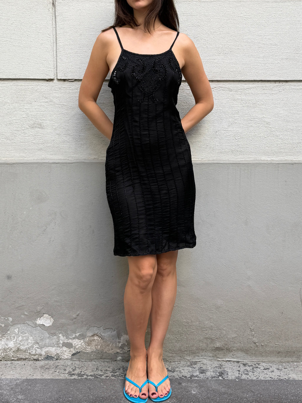 Vintage 100% Silk Beaded Sequin Dress M/L