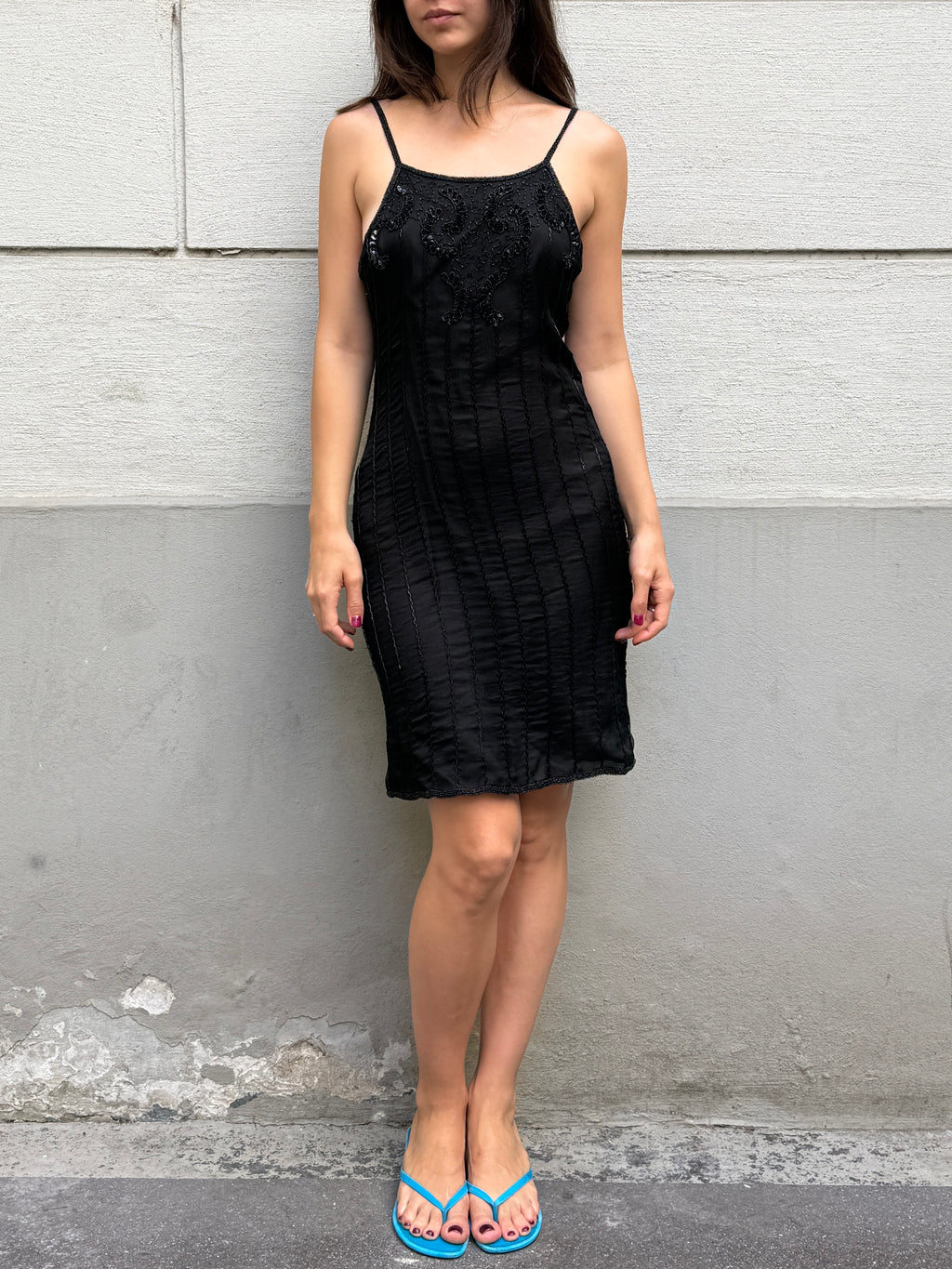 Vintage 100% Silk Beaded Sequin Dress M/L