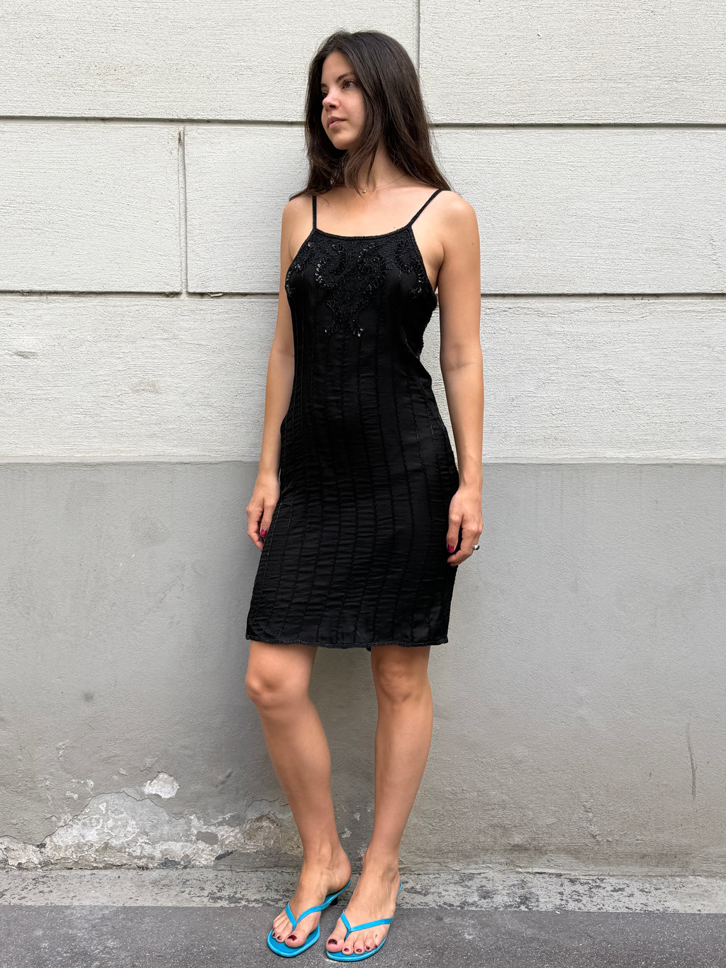 Vintage 100% Silk Beaded Sequin Dress M/L