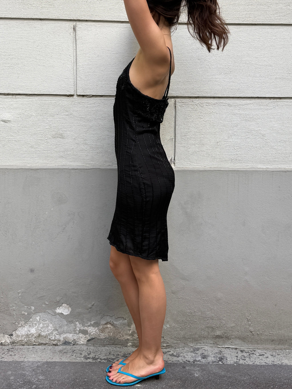 Vintage 100% Silk Beaded Sequin Dress M/L