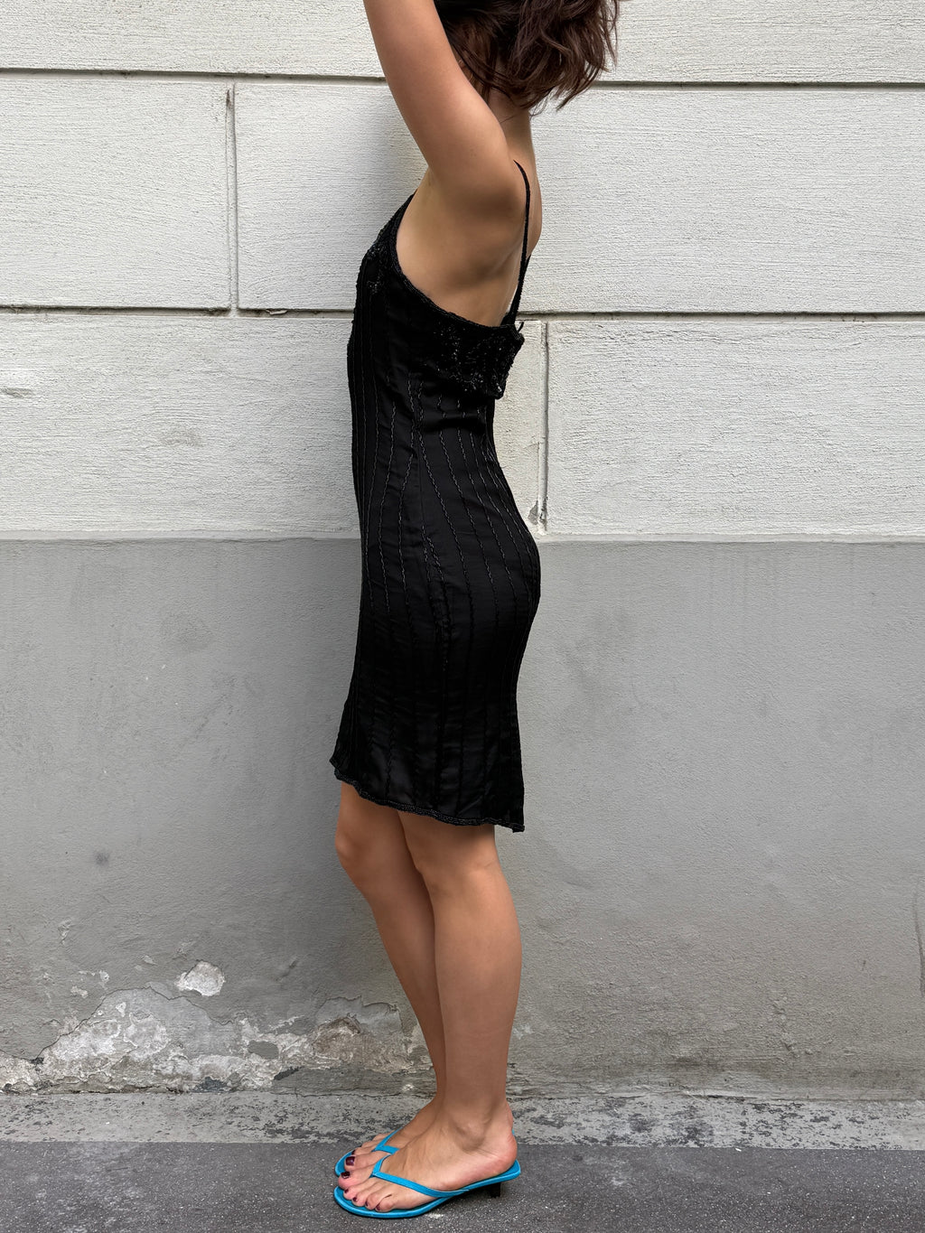 Vintage 100% Silk Beaded Sequin Dress M/L