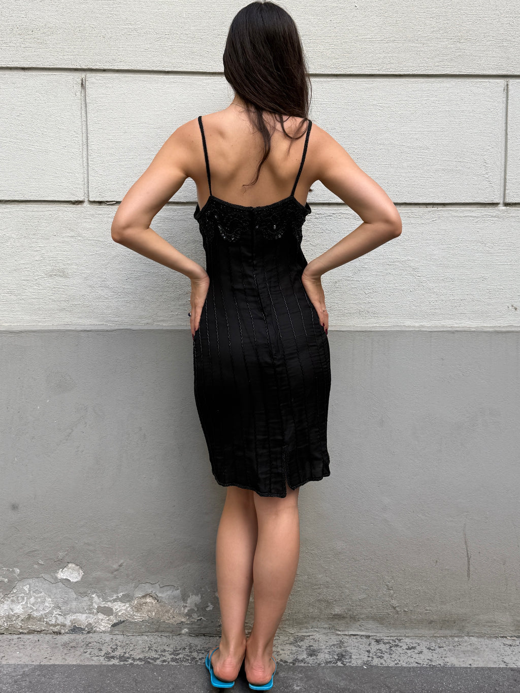 Vintage 100% Silk Beaded Sequin Dress M/L