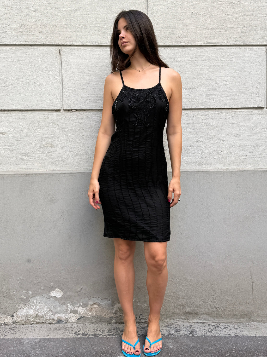 Vintage 100% Silk Beaded Sequin Dress M/L