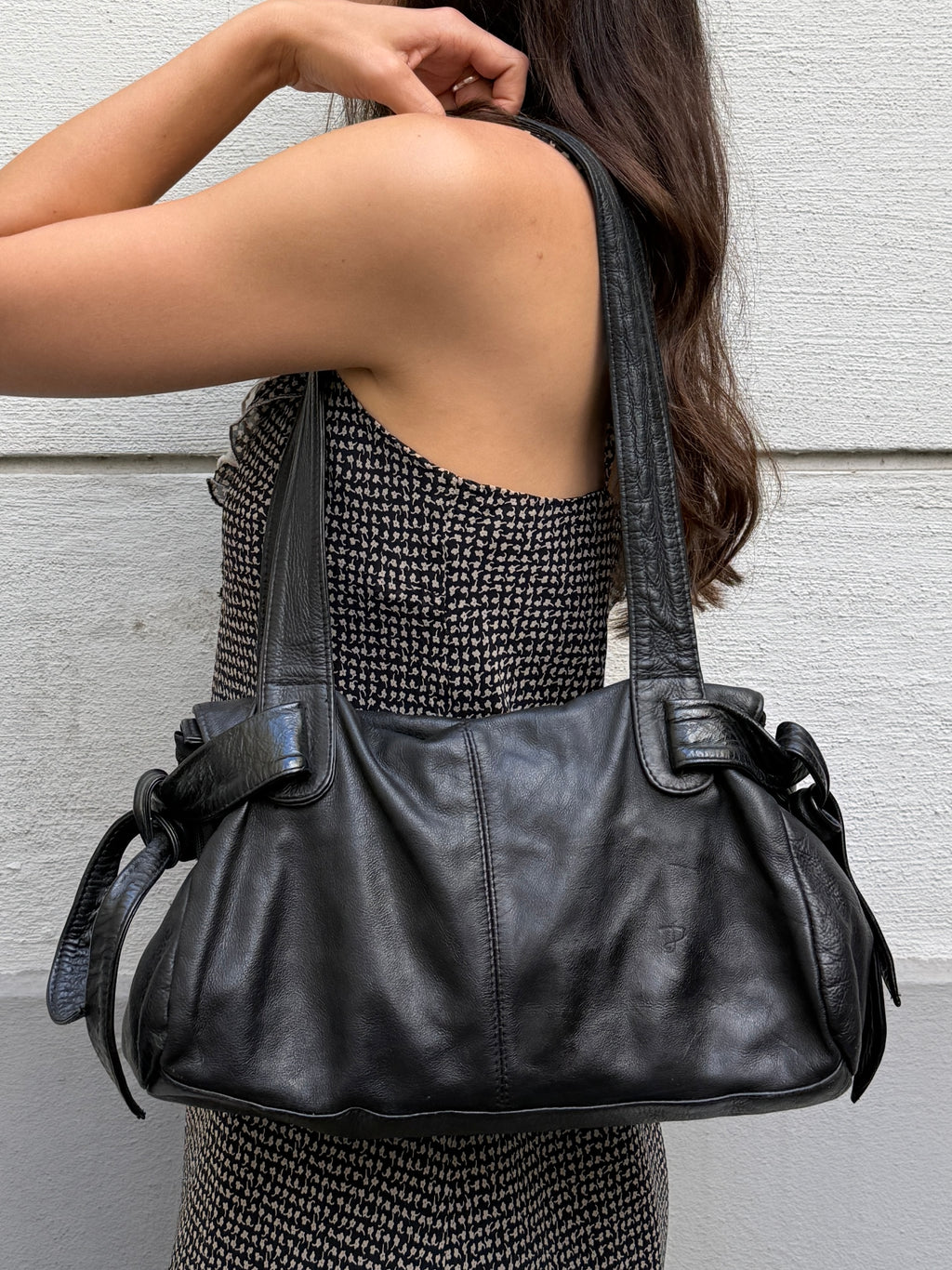 Vintage 100% Genuine Leather Black Bag