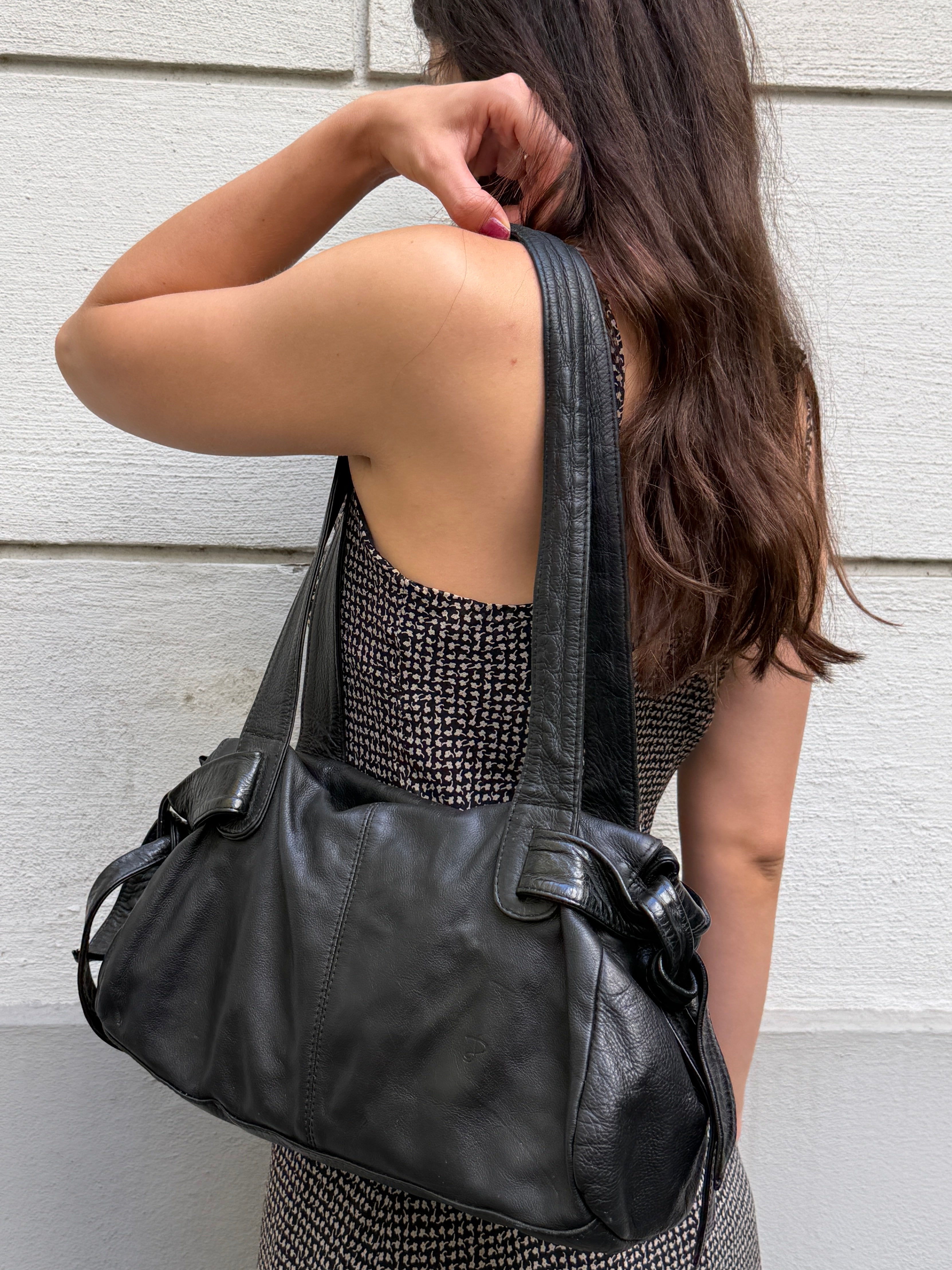 Vintage 100% Genuine Leather Black Bag