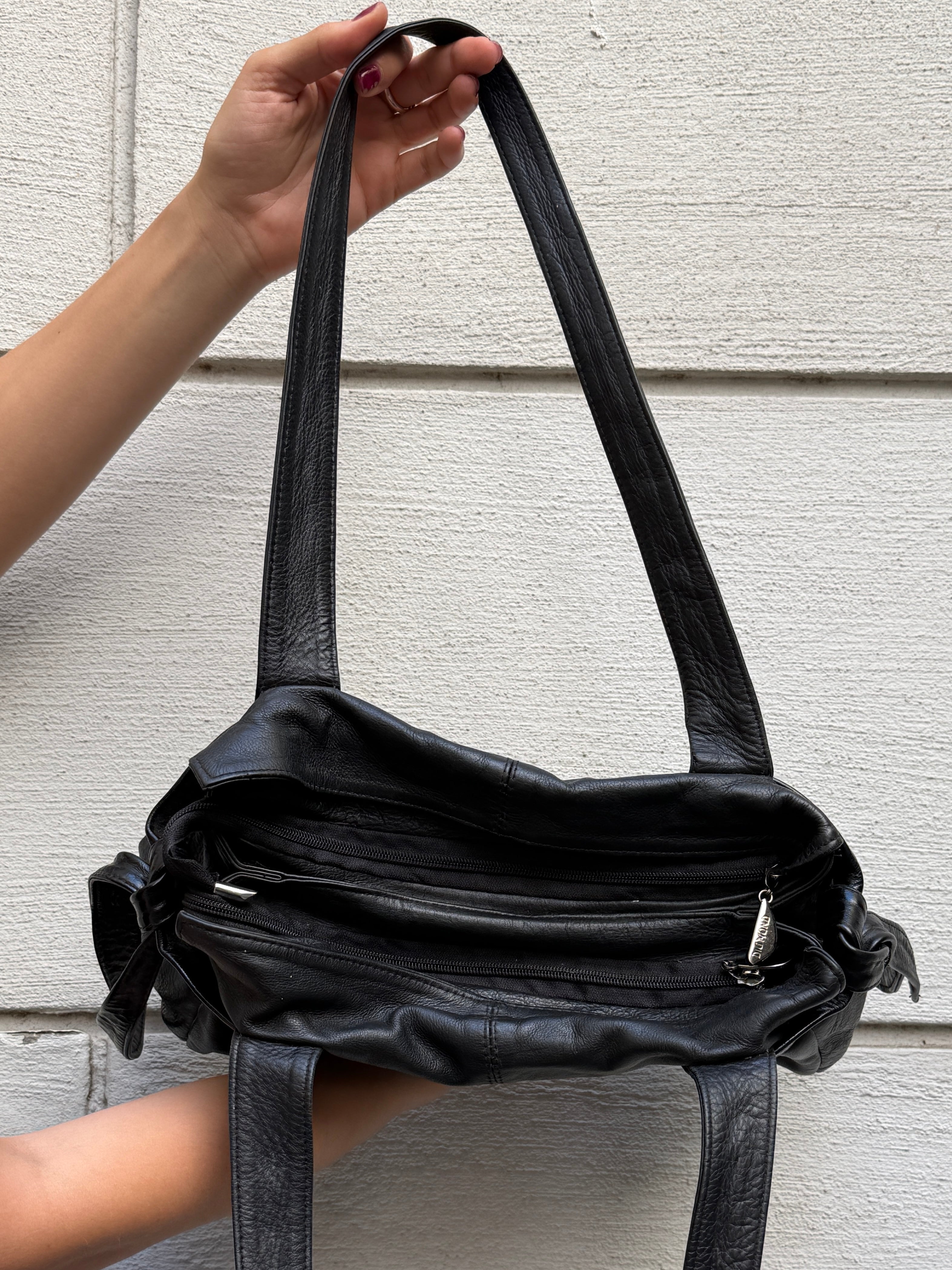 Vintage 100% Genuine Leather Black Bag