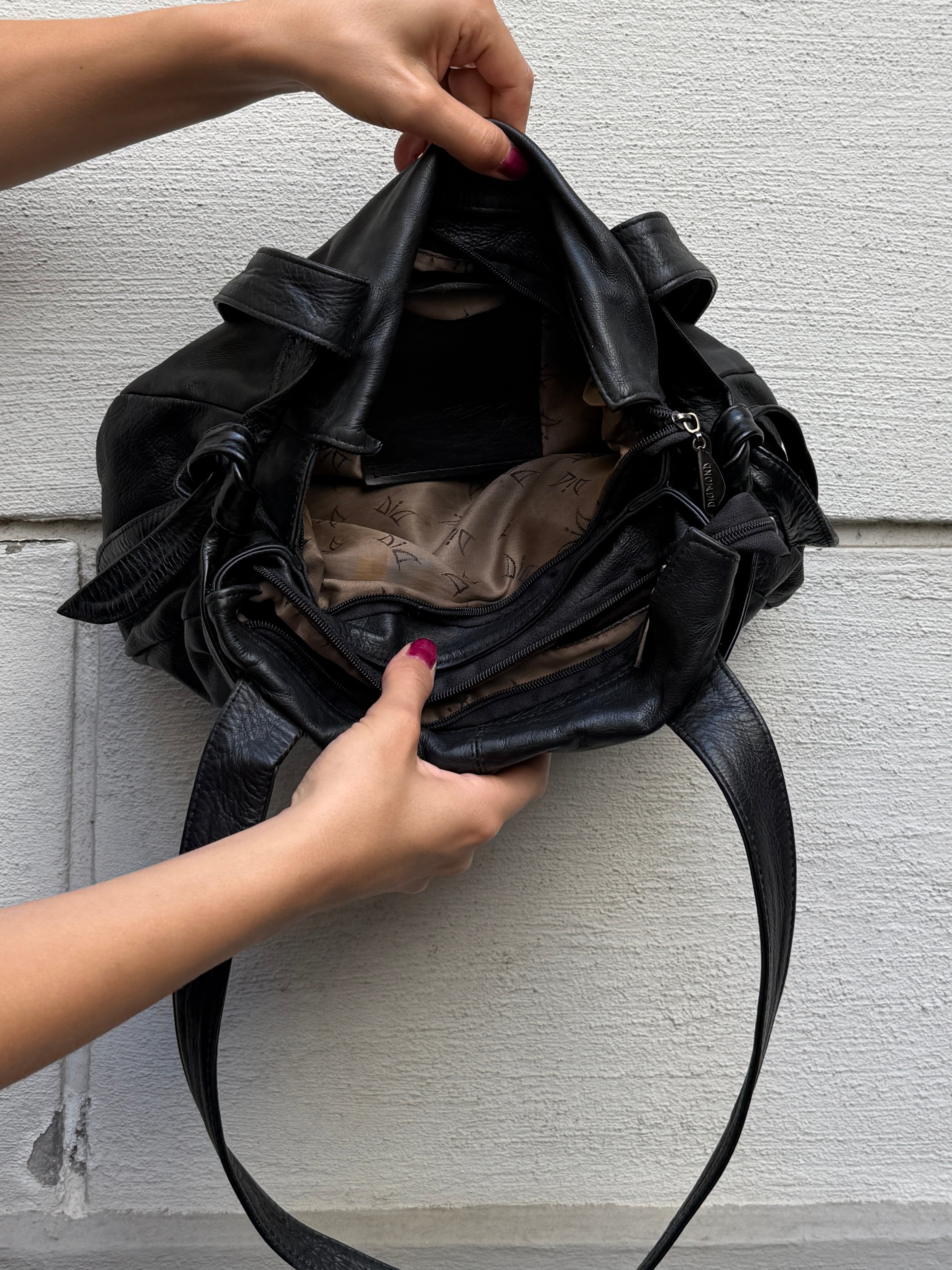 Vintage 100% Genuine Leather Black Bag