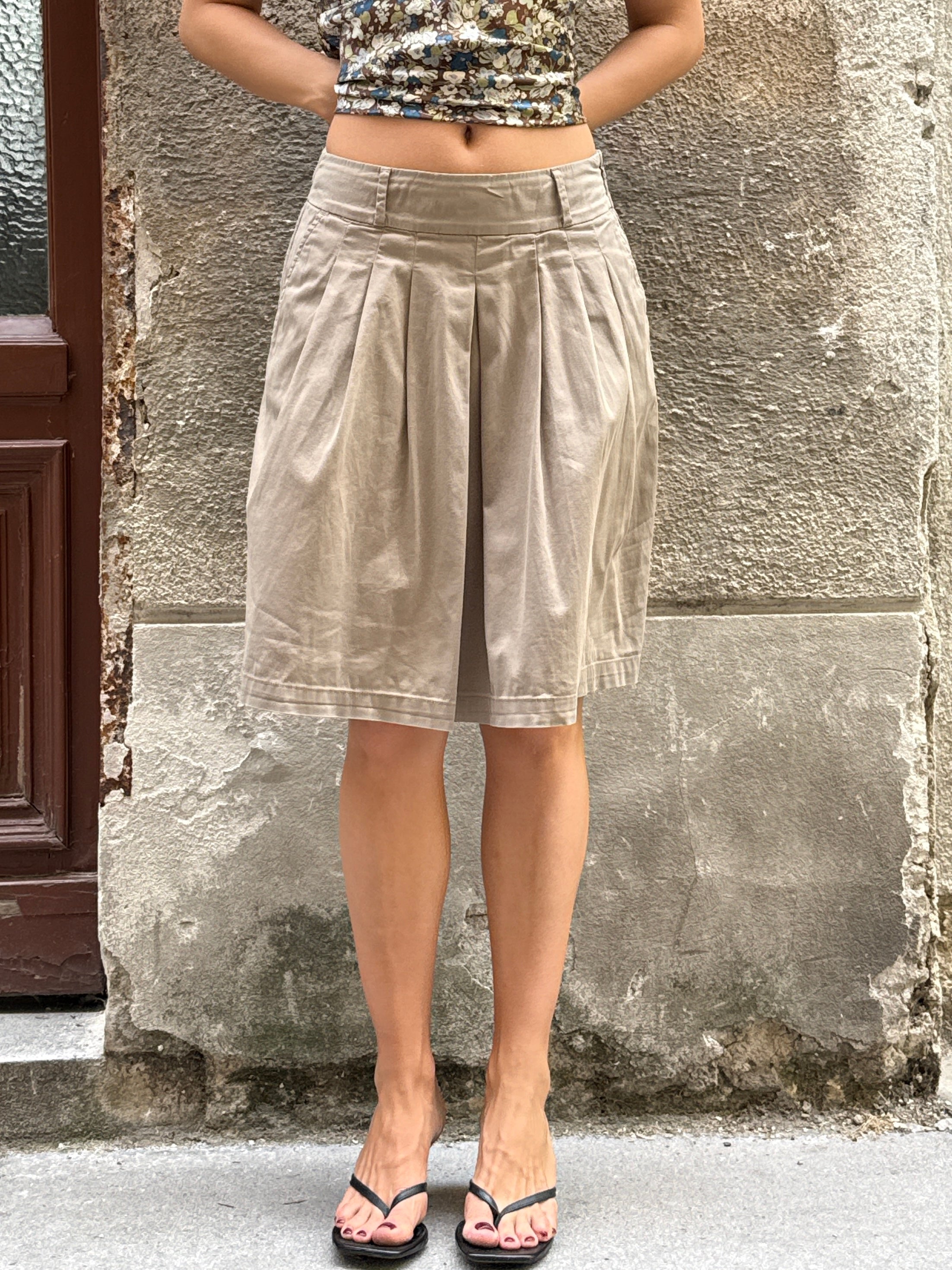 Vintage Sisley Dark Beige Cotton Skirt S