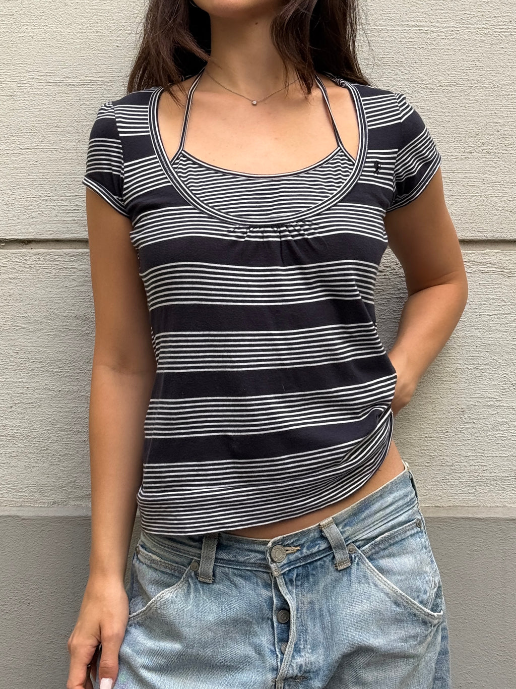 Vintage Y2K Halter Double Layered Top M/L