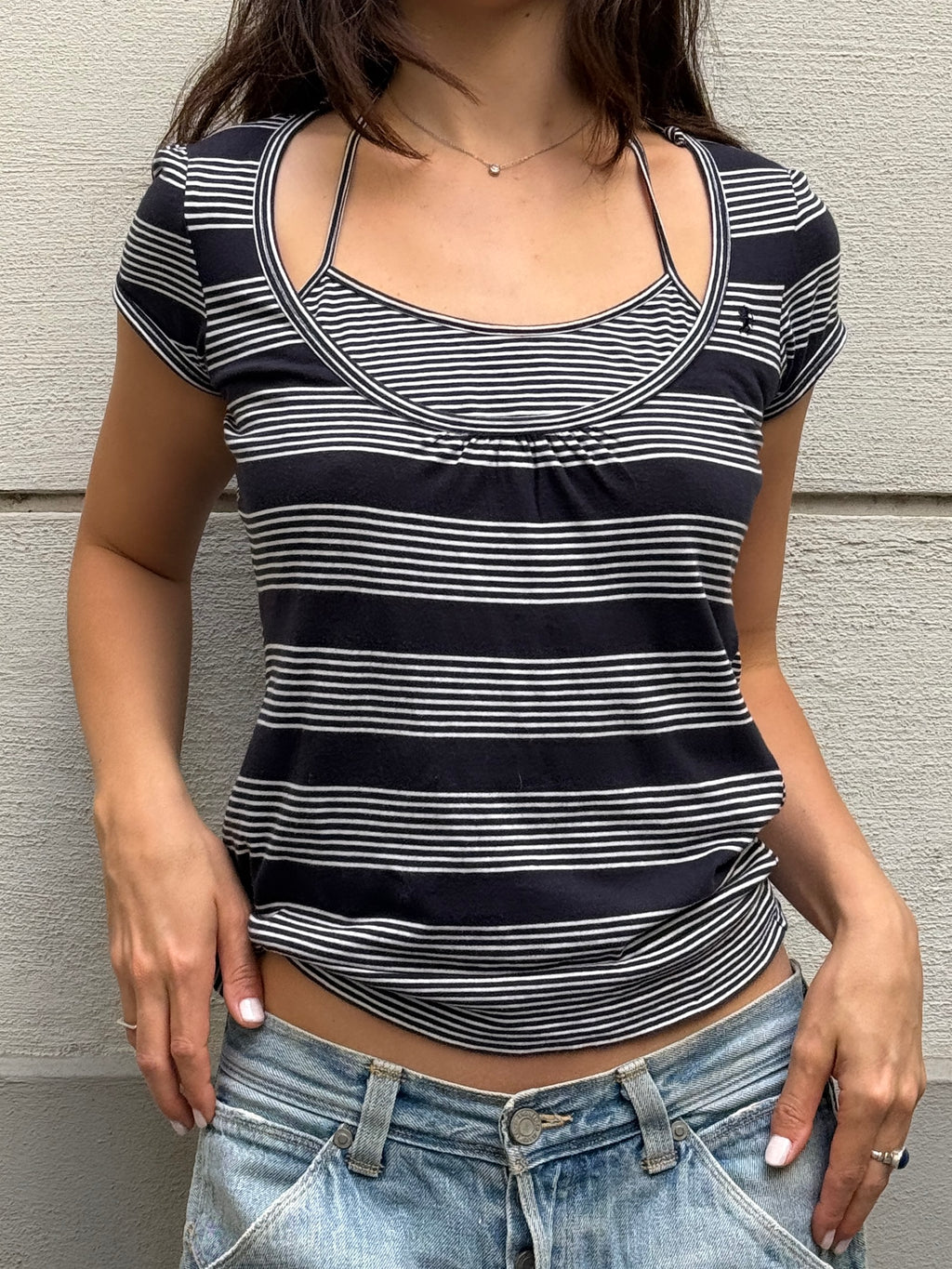Vintage Y2K Halter Double Layered Top M/L