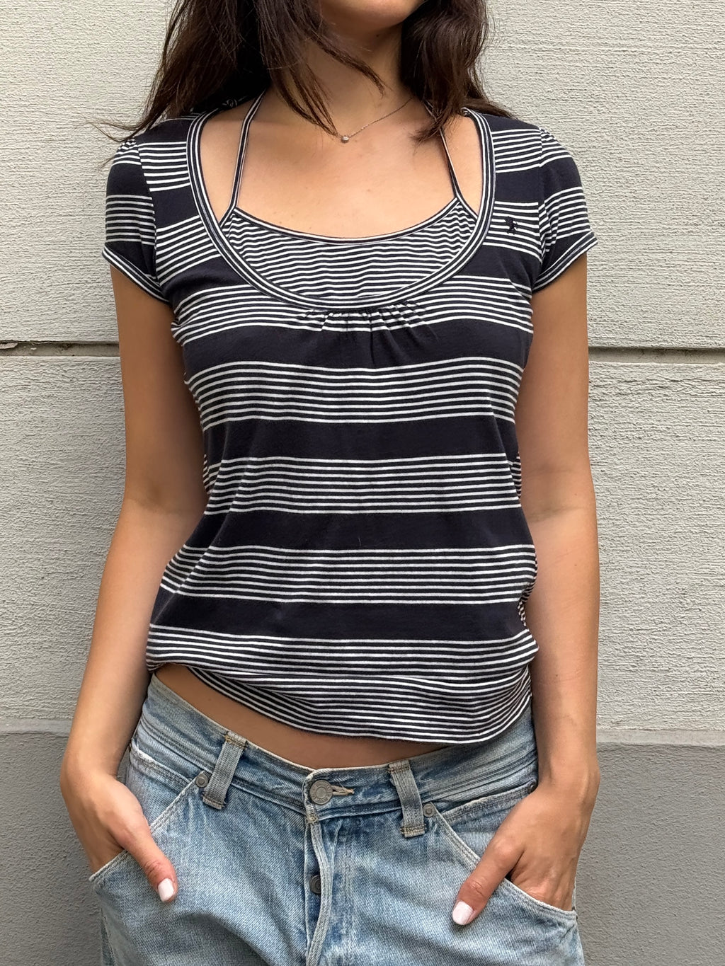 Vintage Y2K Halter Double Layered Top M/L