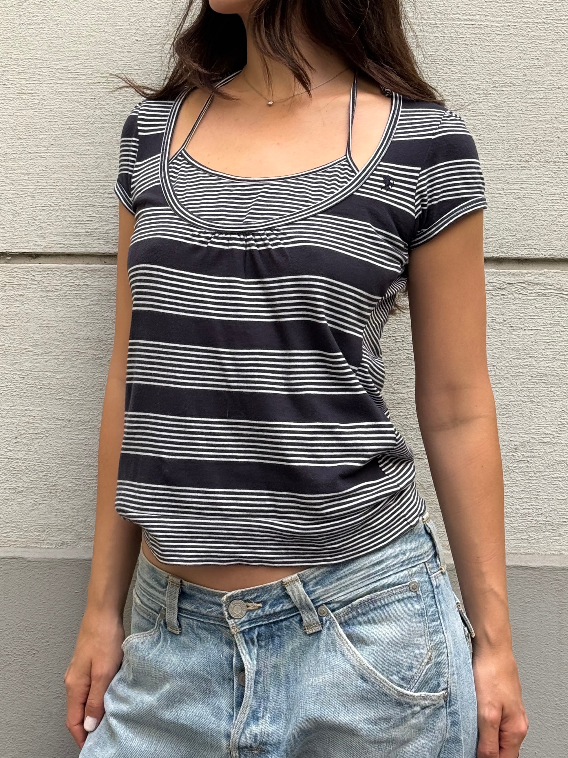 Vintage Y2K Halter Double Layered Top M/L