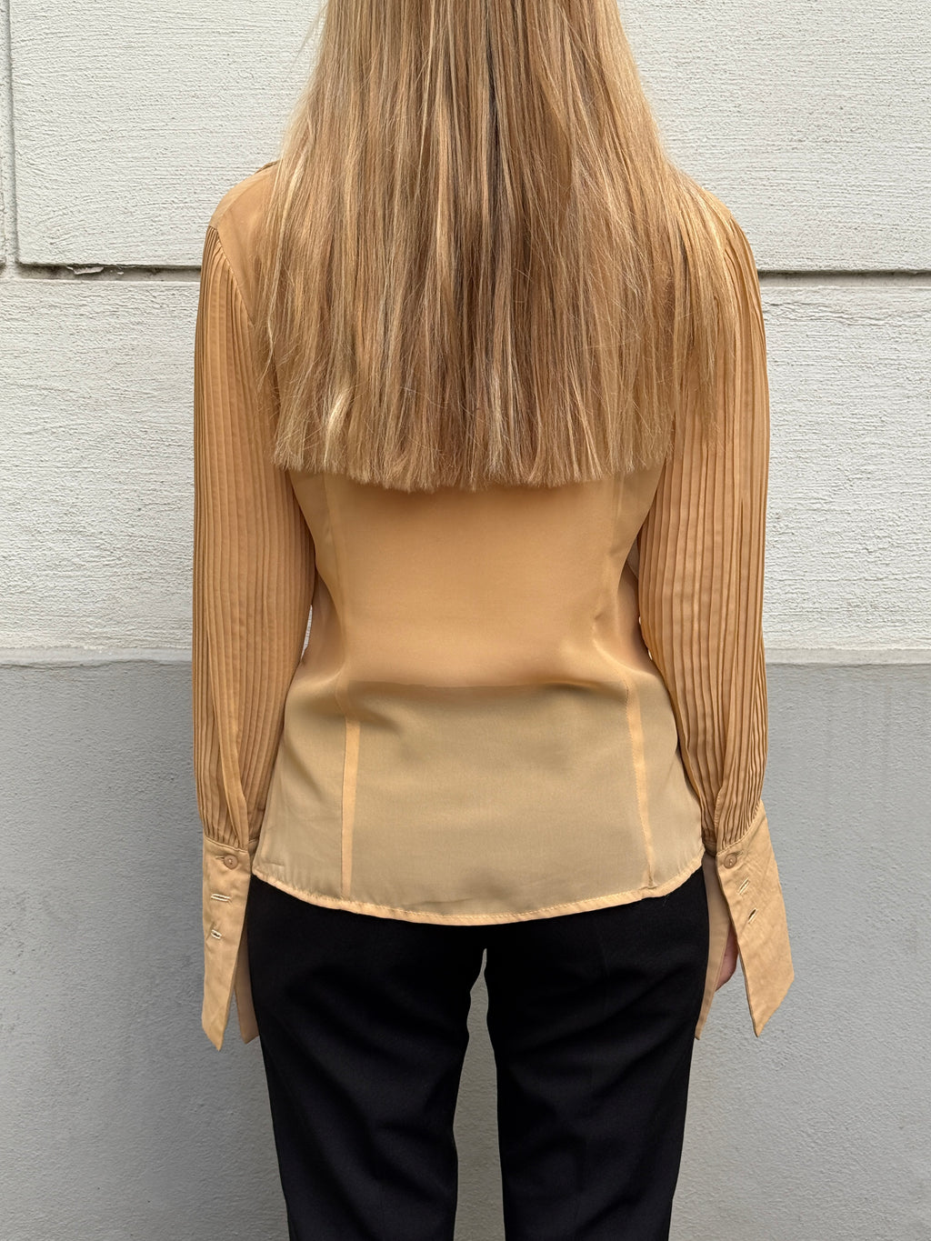 Vintage Beige Button Down Collared Shirt S/M