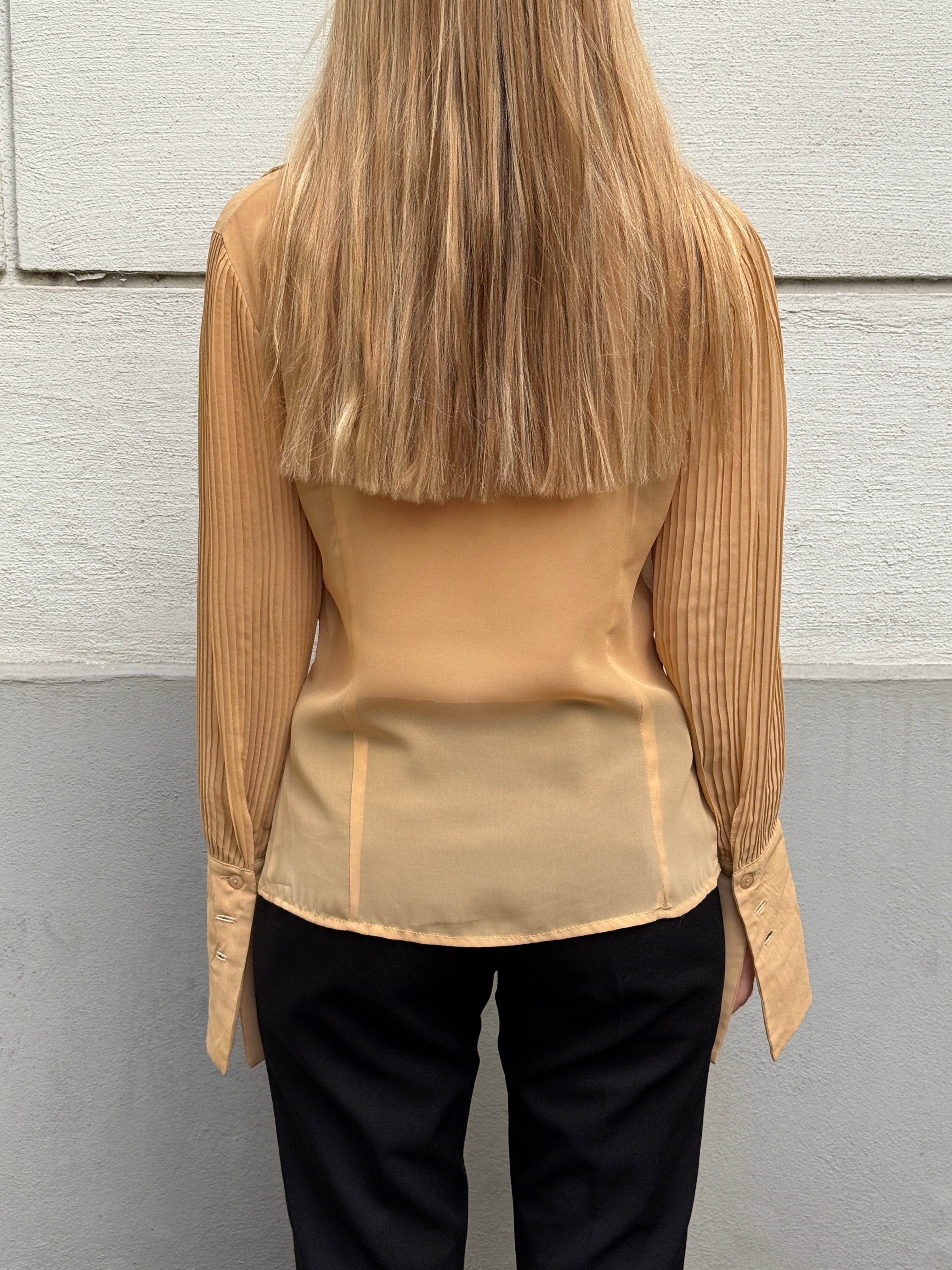 Vintage Beige Button Down Collared Shirt S/M