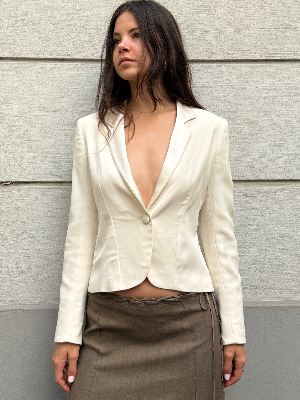 Vintage Silk White/Cream Blazer Jacket S