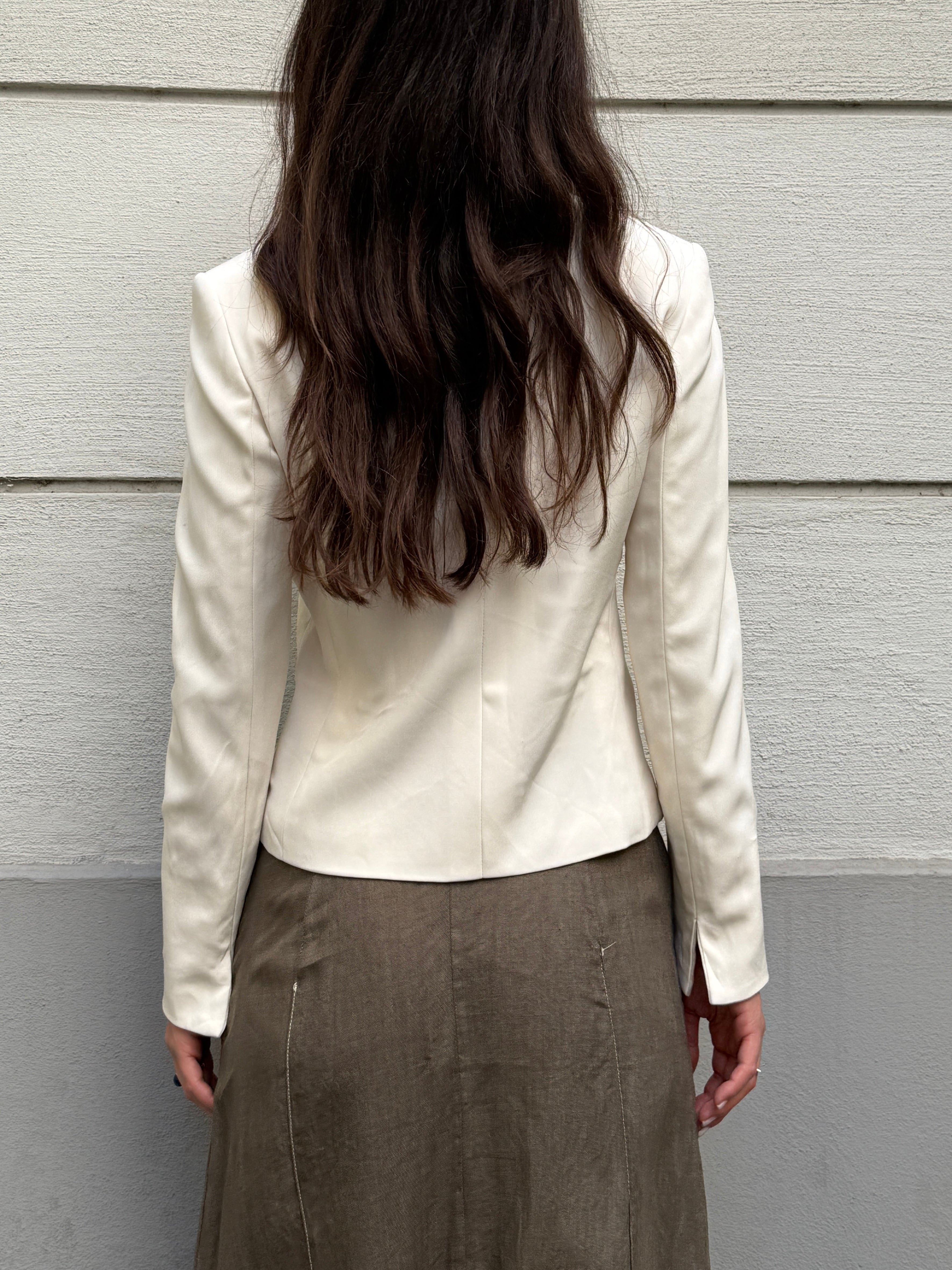 Vintage Silk White/Cream Blazer Jacket S