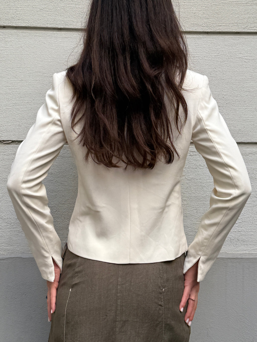 Vintage Silk White/Cream Blazer Jacket S
