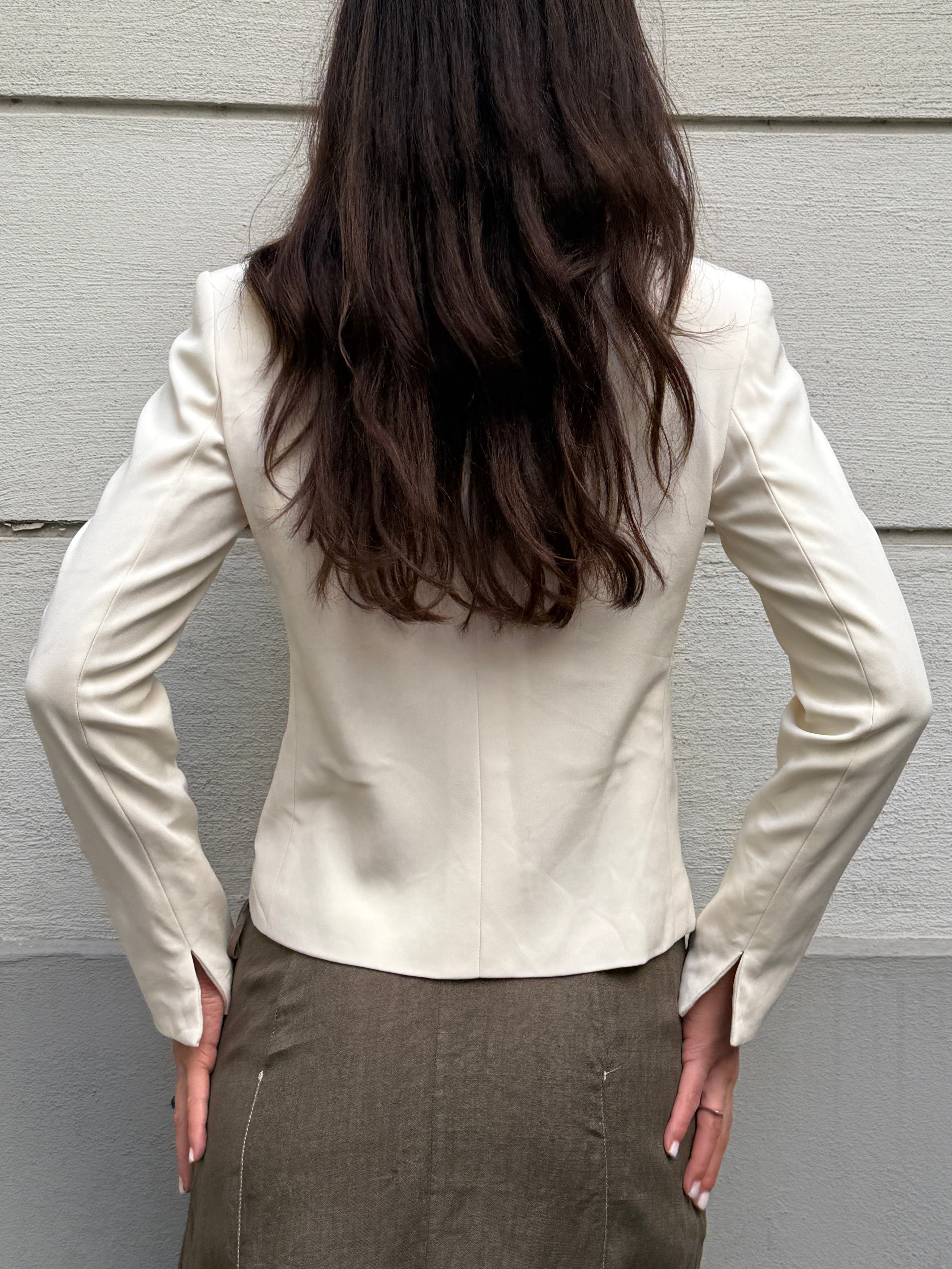 Vintage Silk White/Cream Blazer Jacket S