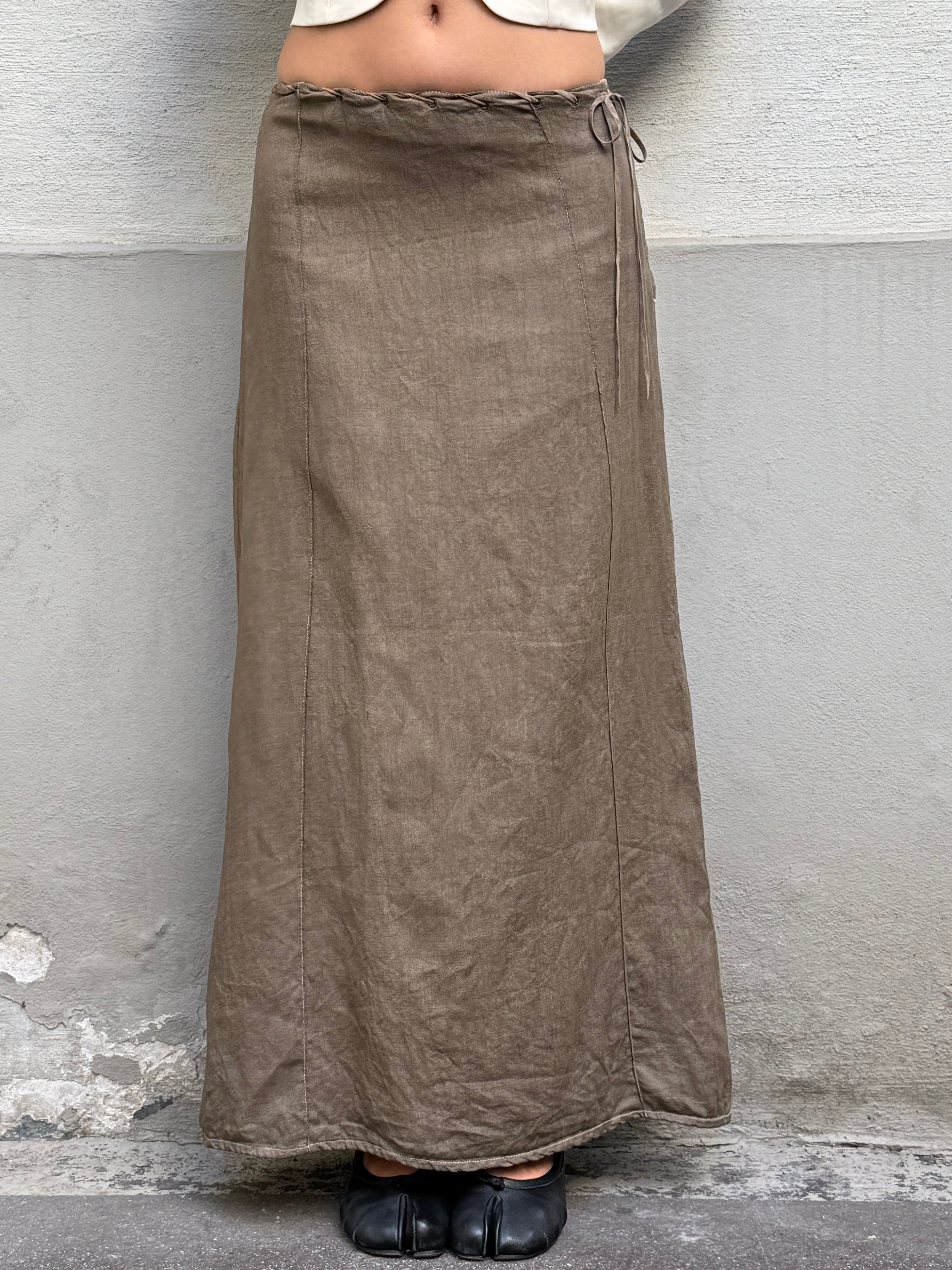Vintage Y2K Low/Mid Waist 100% Linen Maxi Skirt S