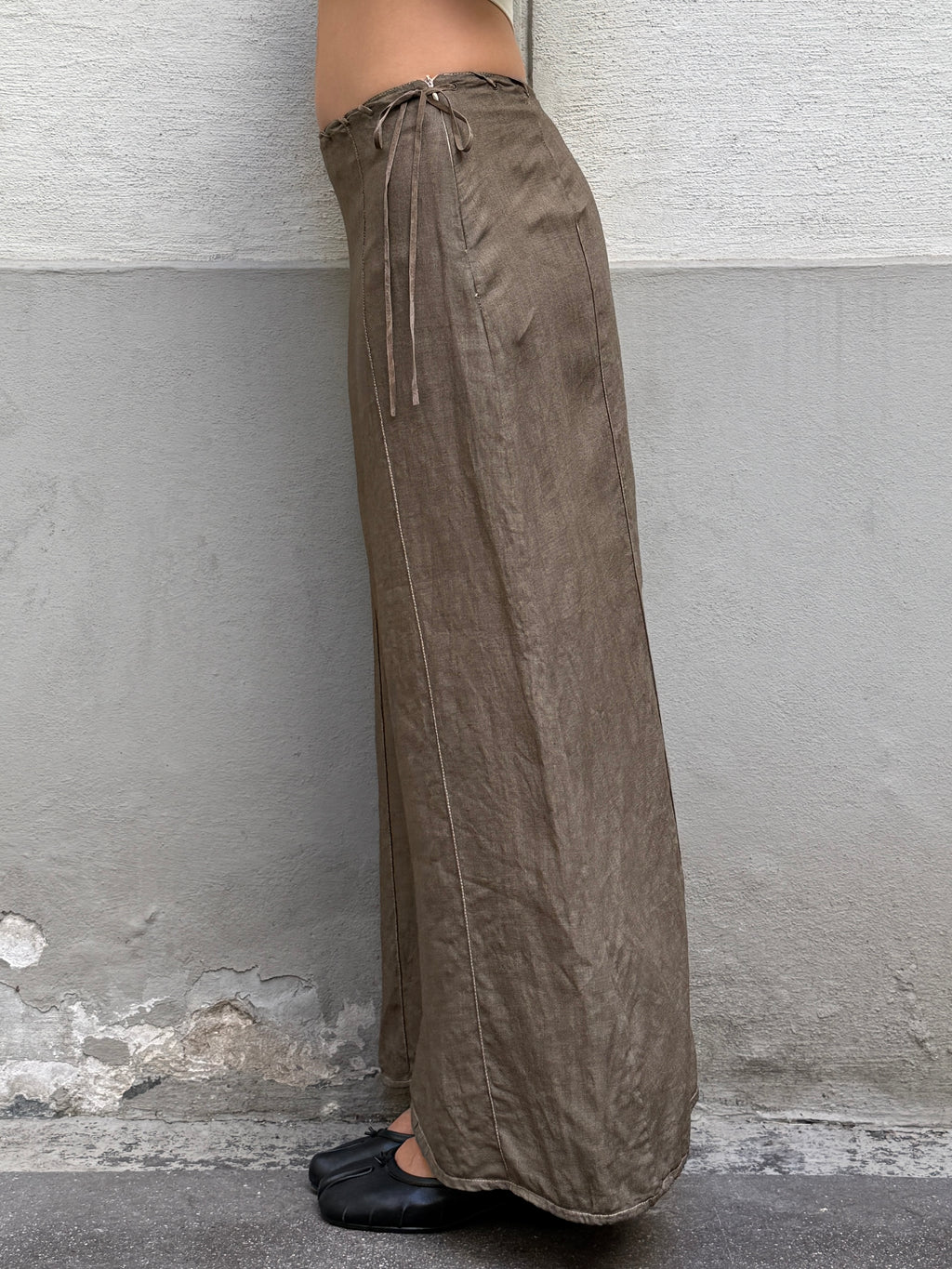 Vintage Y2K Low/Mid Waist 100% Linen Maxi Skirt S