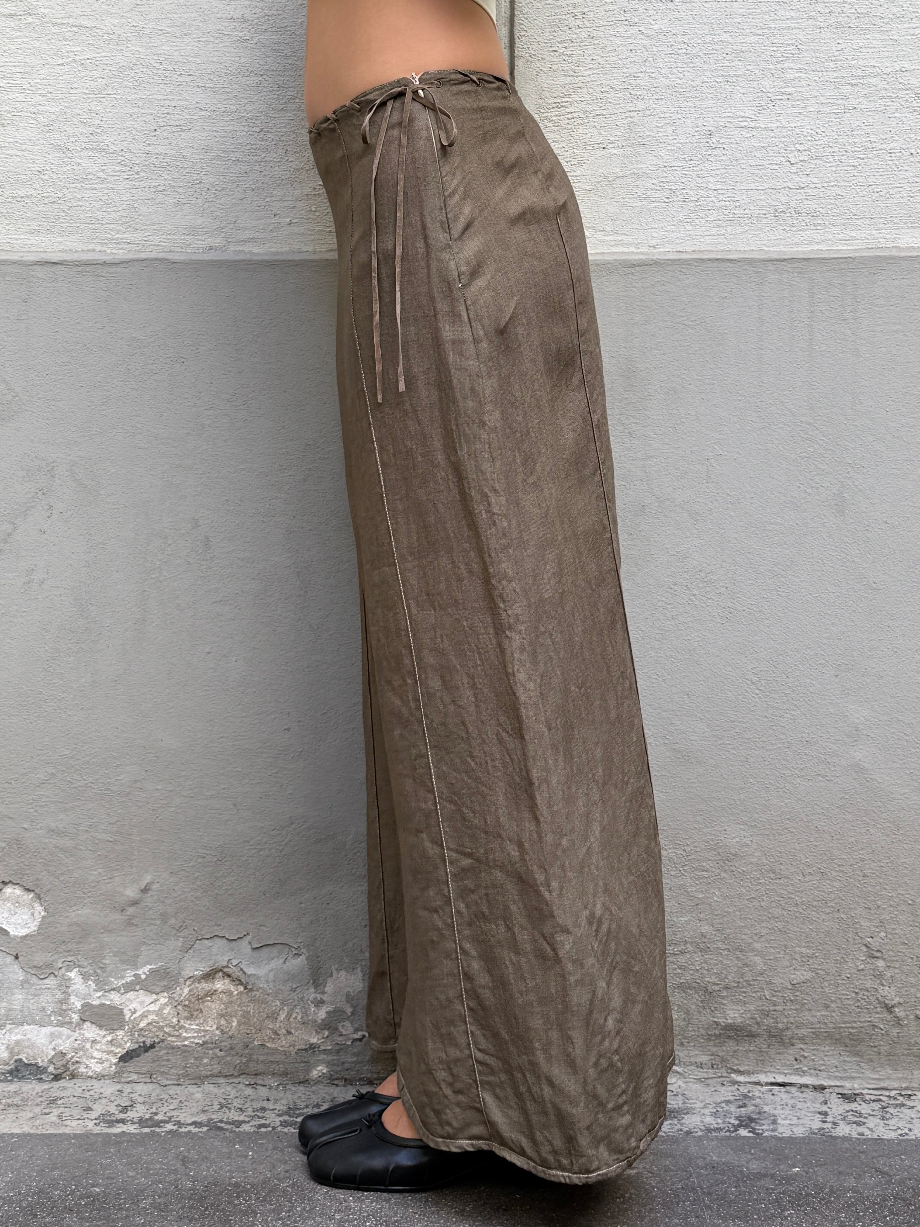 Vintage Y2K Low/Mid Waist 100% Linen Maxi Skirt S