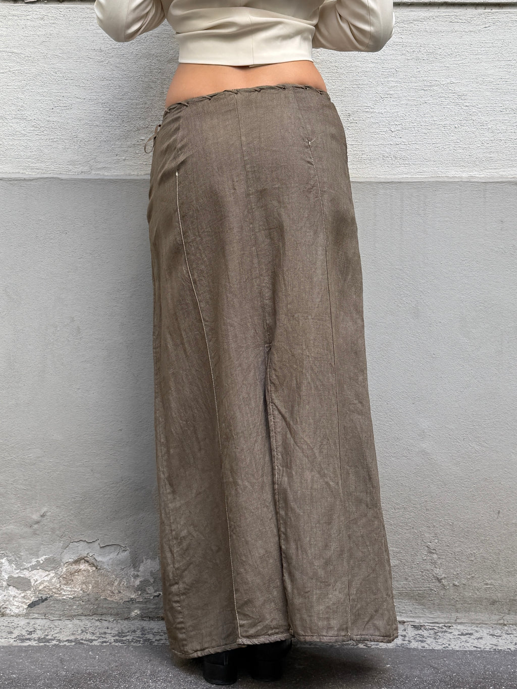 Vintage Y2K Low/Mid Waist 100% Linen Maxi Skirt S