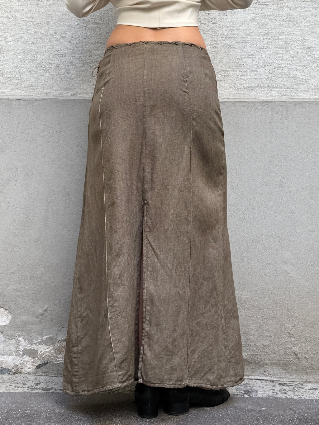 Vintage Y2K Low/Mid Waist 100% Linen Maxi Skirt S