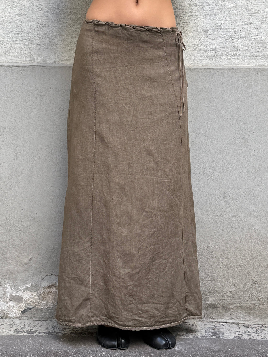 Vintage Y2K Low/Mid Waist 100% Linen Maxi Skirt S