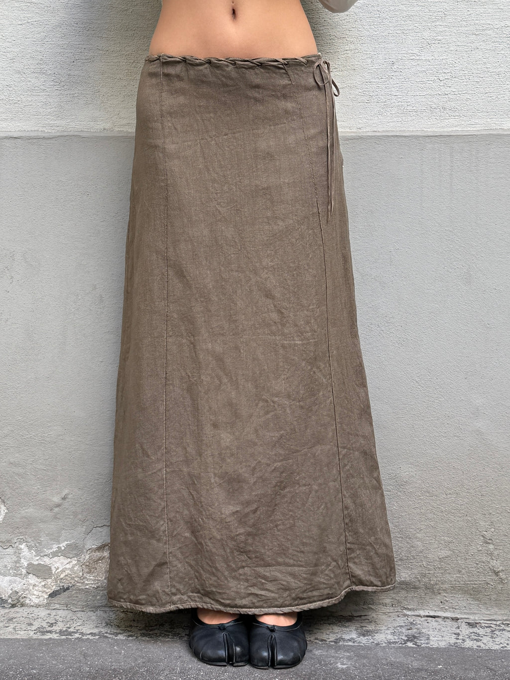 Vintage Y2K Low/Mid Waist 100% Linen Maxi Skirt S