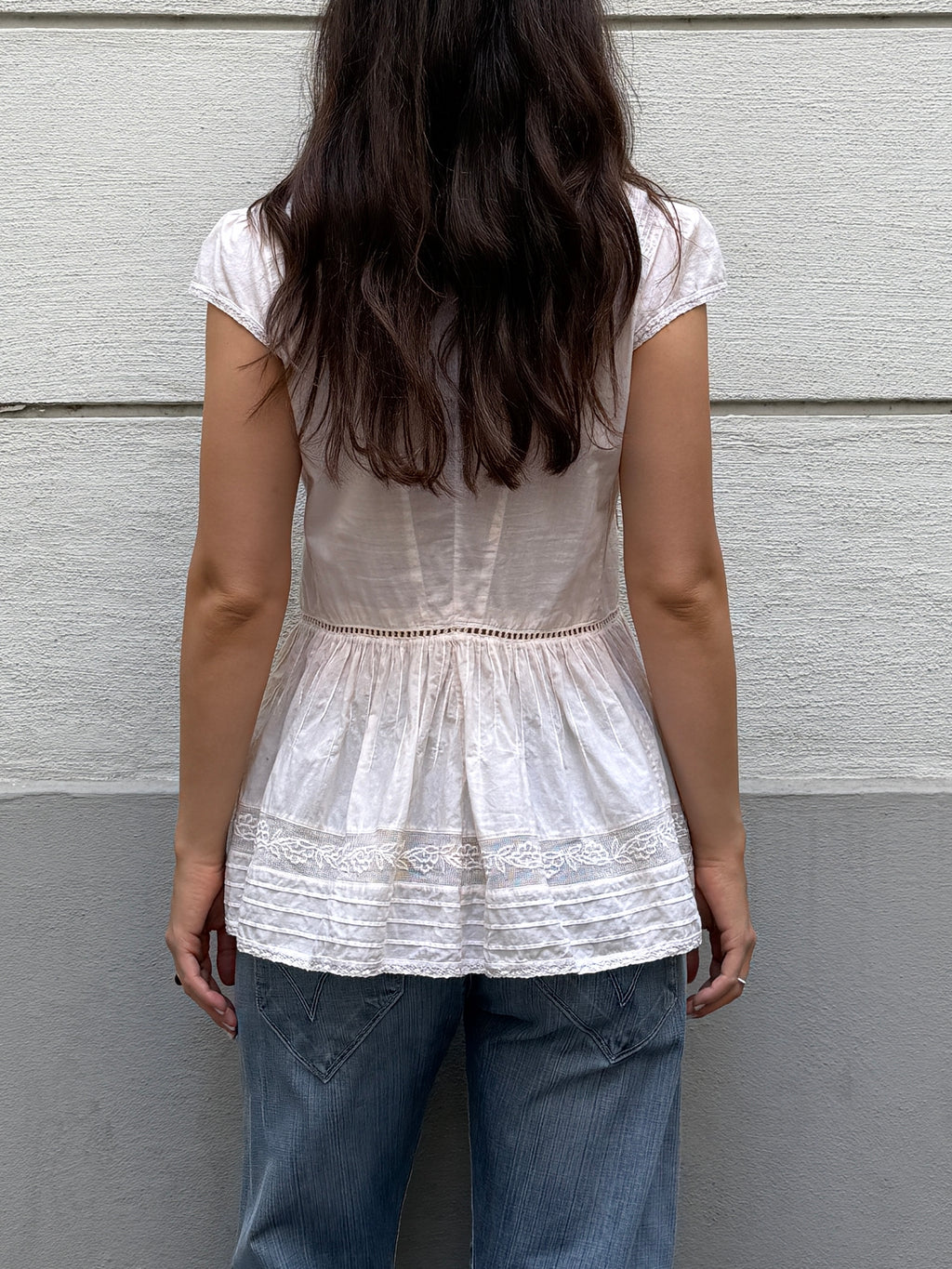 Vintage Cotton/Silk Frill Blouse M
