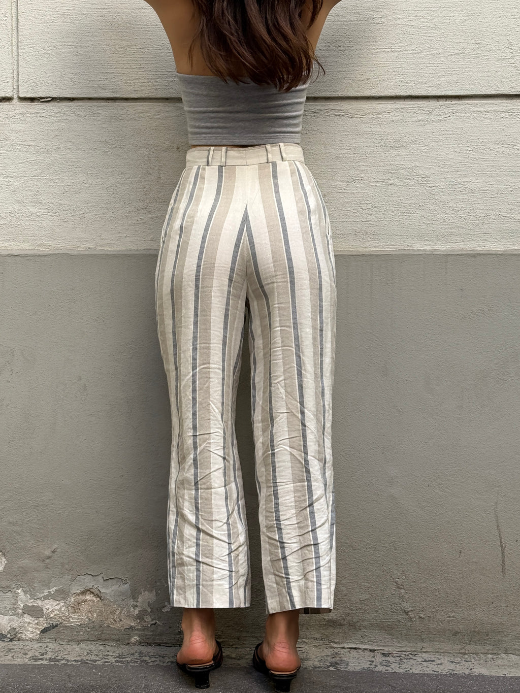 Vintage High Waisted 100% Linen Trousers S