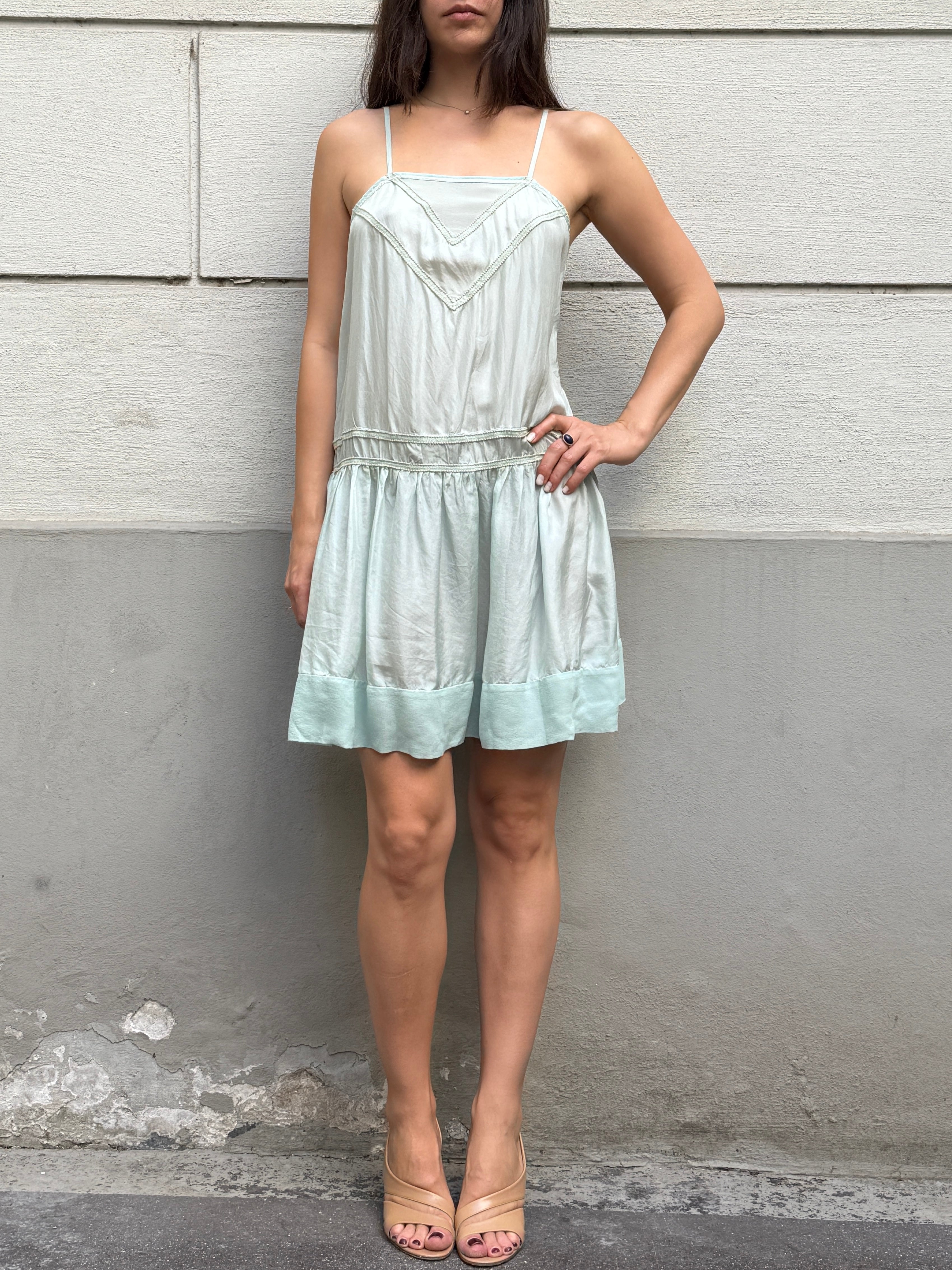 Vintage Y2K Light Turquoise 100% Silk Dress M