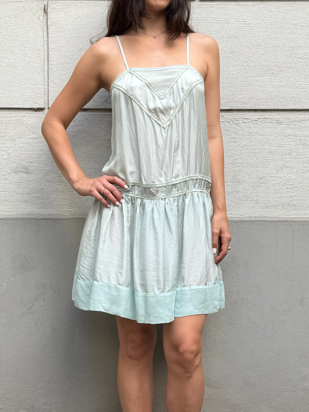 Vintage Y2K Light Turquoise 100% Silk Dress M