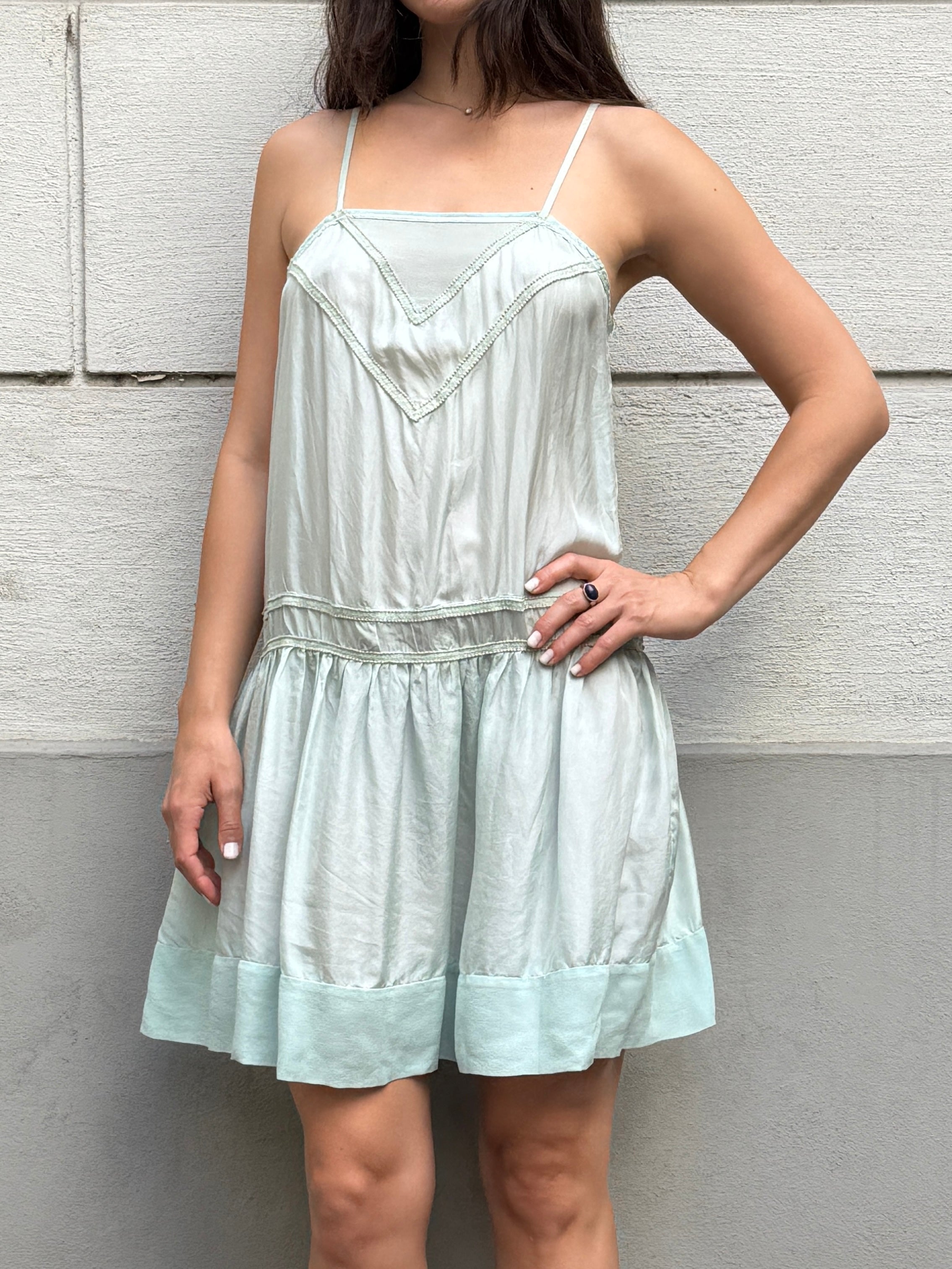 Vintage Y2K Light Turquoise 100% Silk Dress M