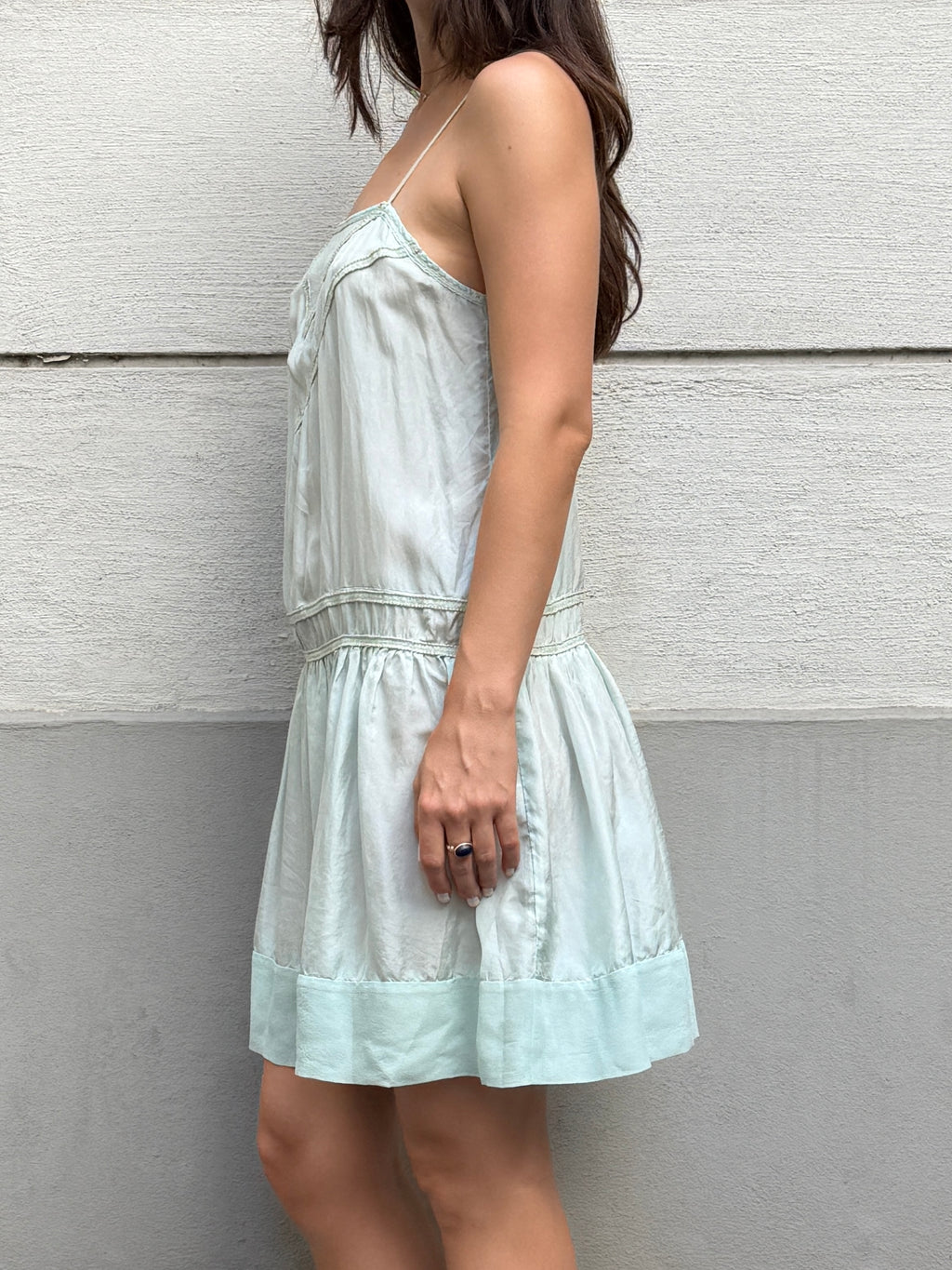 Vintage Y2K Light Turquoise 100% Silk Dress M
