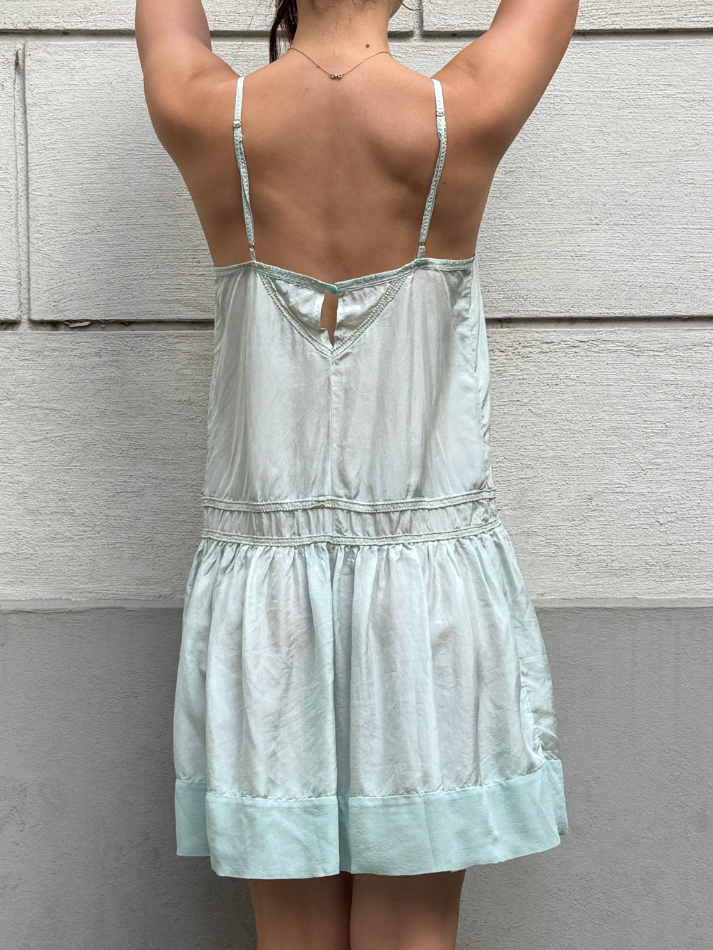Vintage Y2K Light Turquoise 100% Silk Dress M