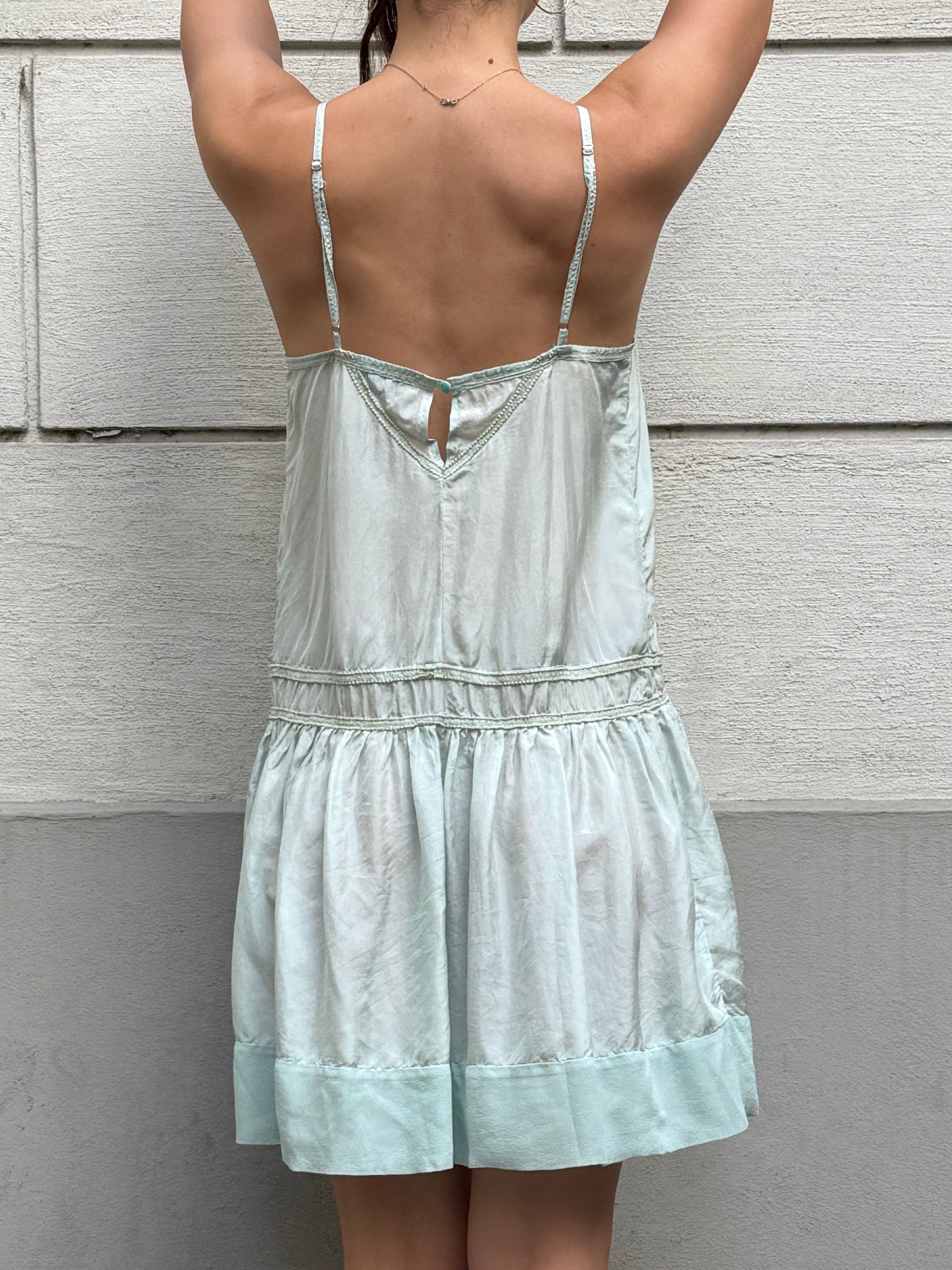 Vintage Y2K Light Turquoise 100% Silk Dress M