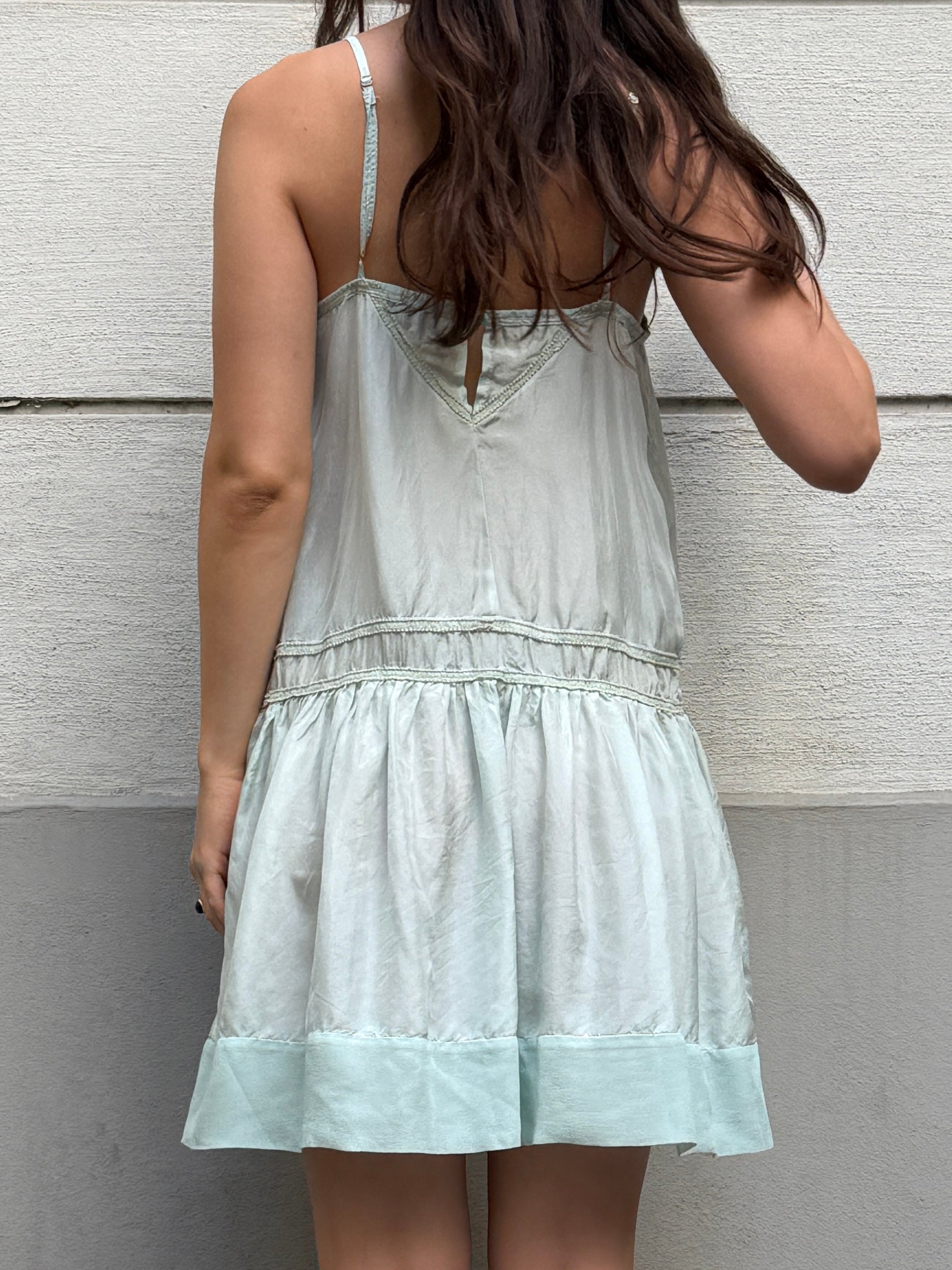Vintage Y2K Light Turquoise 100% Silk Dress M