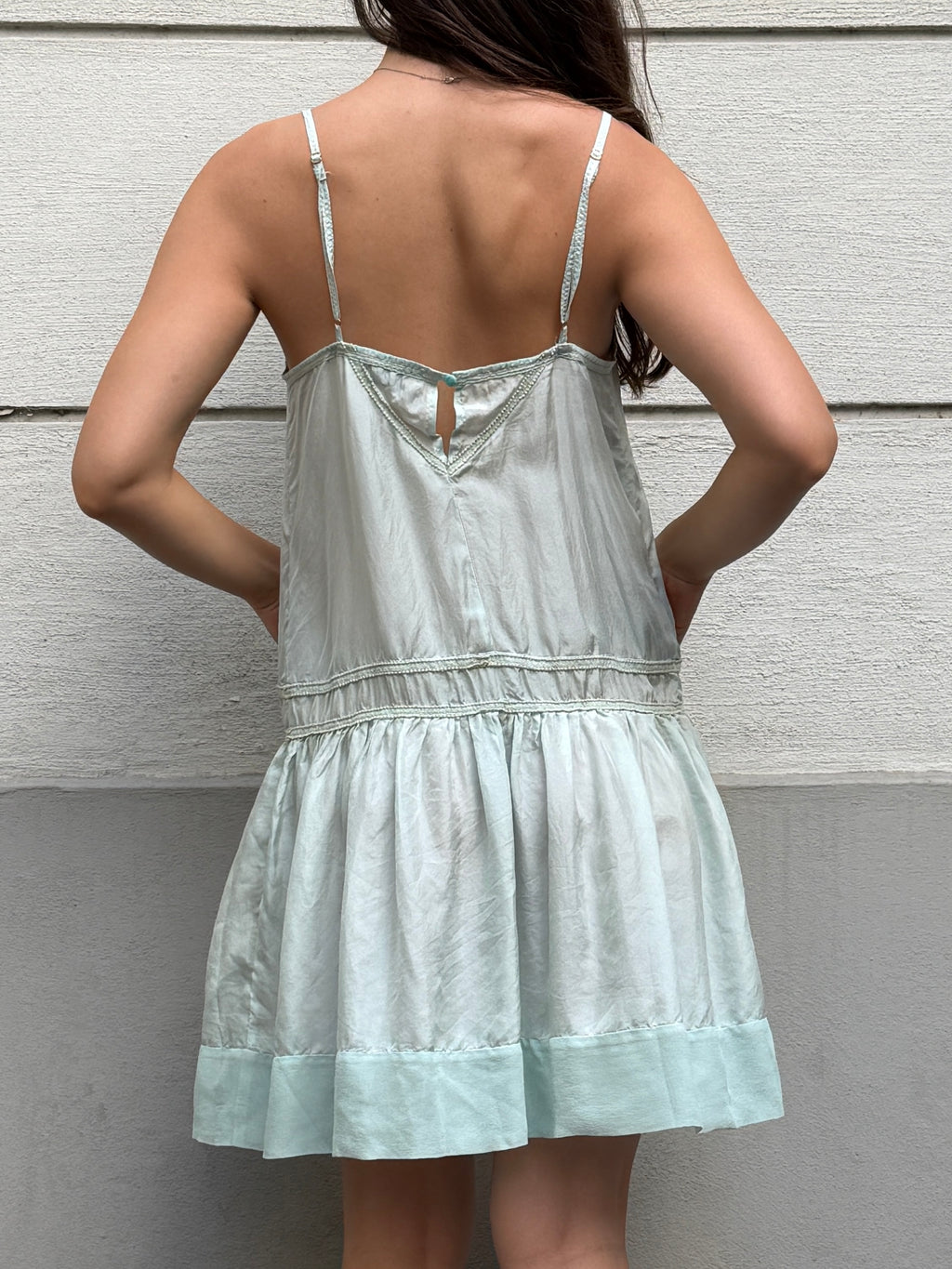 Vintage Y2K Light Turquoise 100% Silk Dress M