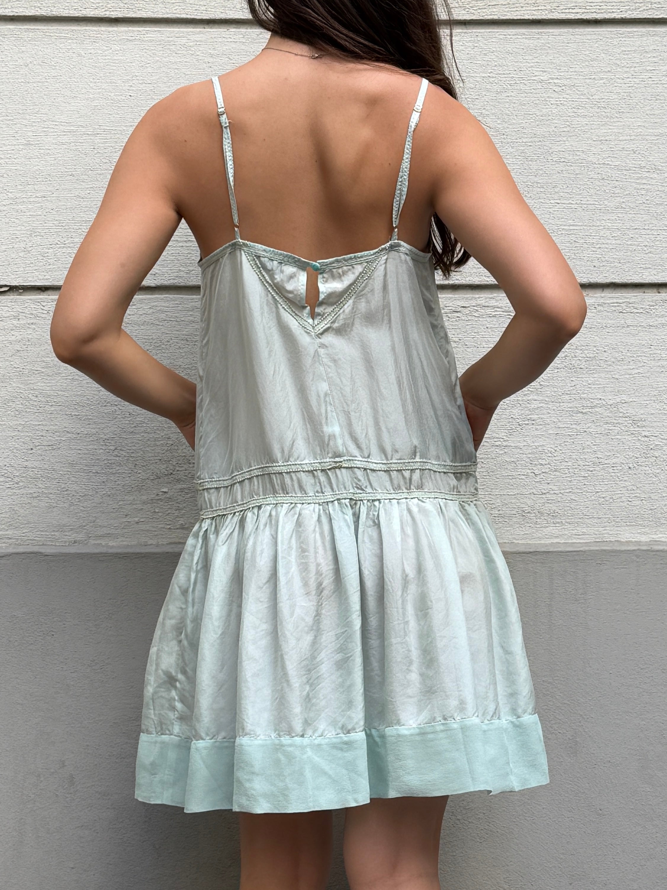 Vintage Y2K Light Turquoise 100% Silk Dress M