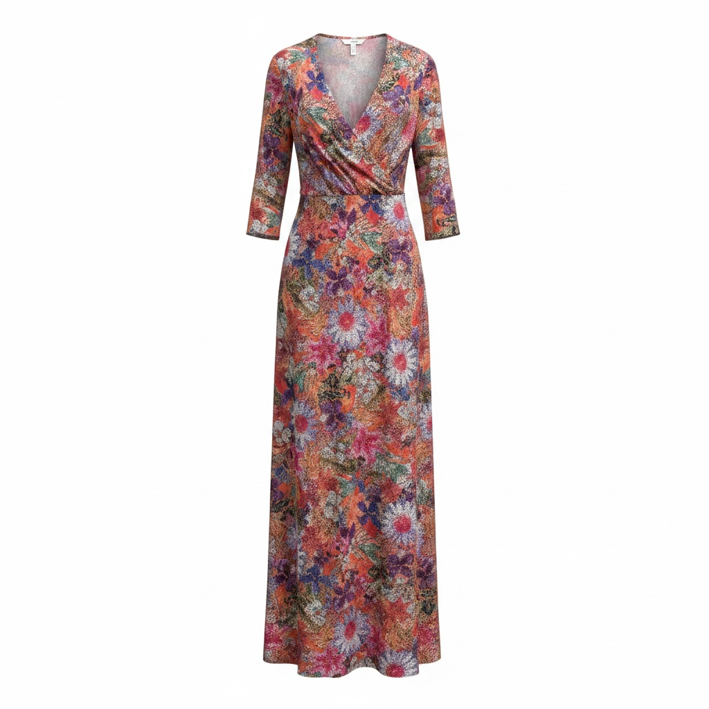 Vintage 100% Silk Floral Maxi Gown Dress M